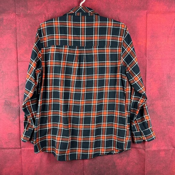 NORTHEAST OUTFITTERS MEN'S PLAID BUTTON DOWN FLANEL SHIRT SIZE XL BLACK ORANGE - Picture 3 of 10